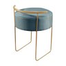 Puff Redondo Ivar em Linho e Base Metal Dourado Agarb Decor:linho Azul - 2