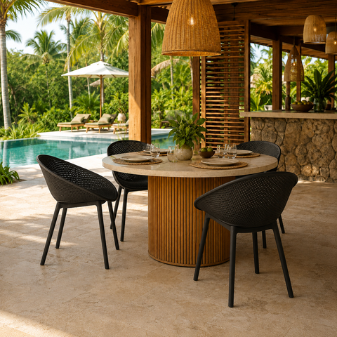 Kit com 4 Cadeiras para Jardim e Área Externa Drops Preto