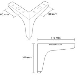 Kit C/ 4 Pés de Canto para Sofá e Móveis Cromado de Aço 10cm - 13