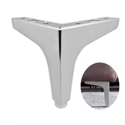 Kit C/ 4 Pés de Canto para Sofá e Móveis Cromado de Aço 10cm - 16