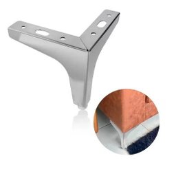Kit C/ 4 Pés de Canto para Sofá e Móveis Cromado de Aço 10cm - 15