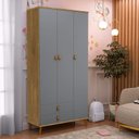 Ver imagem 1 de Guarda-Roupa Infantil Jujuba 3 Portas 2 Gavetas Cinza/Nature