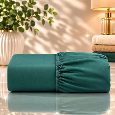 Lençol de Baixo Solteiro Quality Micropercal 600 Fios 100% Poliéster com Elástico Verde Musgo