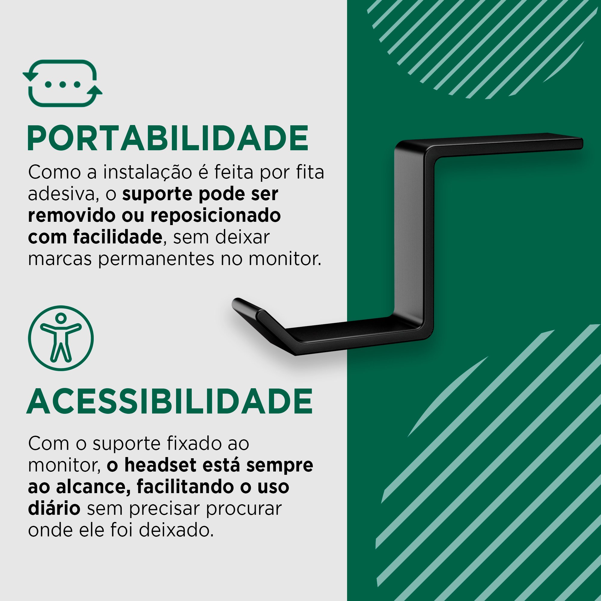 Suporte de Fone de Ouvido Universal/monitor : Organização Inteligente para Headphones-preto - 7