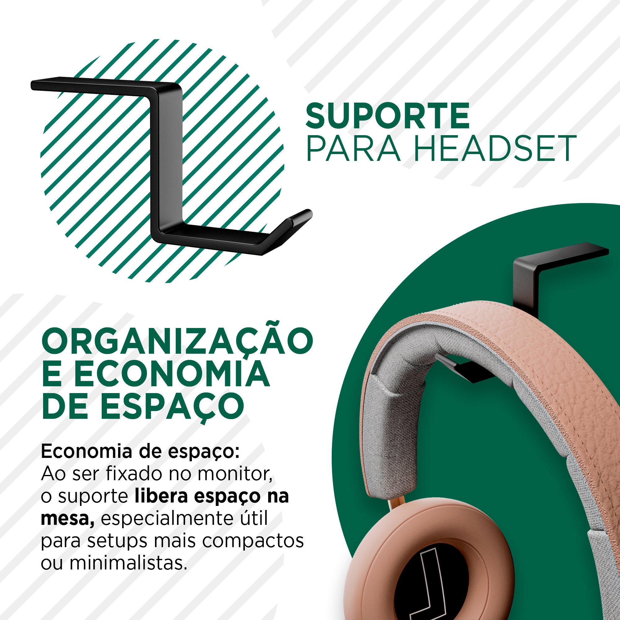 Suporte de Fone de Ouvido Universal/monitor : Organização Inteligente para Headphones-preto - 5