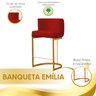 Banco Banqueta Decorativa Emília Suede Vermelho para Cozinha Base Dourada - Star Confort Banco Banqu - 4