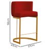 Banco Banqueta Decorativa Emília Suede Vermelho para Cozinha Base Dourada - Star Confort Banco Banqu - 3