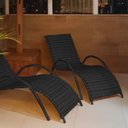 Ver imagem 2 de Espreguiçadeira Bertioga Base em Ferro e Externa Fibra Sintética Preto