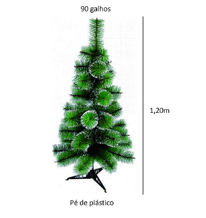 Árvore de Natal 120 cm 90 galhos Luxo Verde Nevada pé de plástico pequena super cheia promoção - 2