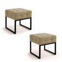 Ver imagem 2 de Puff Sala Decorativo Industrial Kit 2 Elisa Suede Marrom Rato D03 - D’Rossi