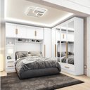 Ver imagem 1 de Quarto Modulado Casal 100% MDF 4 Peças 5 Portas 4 Gavetas com Maleiro e Espelhos Smart Plus Yescasa Branco