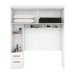 Quarto Modulado Casal 100% MDF 4 Peças 5 Portas 4 Gavetas com Maleiro e Espelhos Smart Plus Yescasa Branco - 15 Quarto Modulado Casal 100% MDF 4 Peças 5 Portas 4 Gavetas com Maleiro e Espelhos Smart Plus Yescasa Branco - 15
