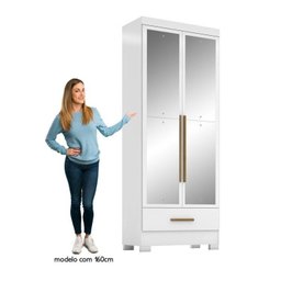 Quarto Modulado Casal 100% MDF 4 Peças 5 Portas 4 Gavetas com Maleiro e Espelhos Smart Plus Yescasa Branco - 13 Quarto Modulado Casal 100% MDF 4 Peças 5 Portas 4 Gavetas com Maleiro e Espelhos Smart Plus Yescasa Branco - 13