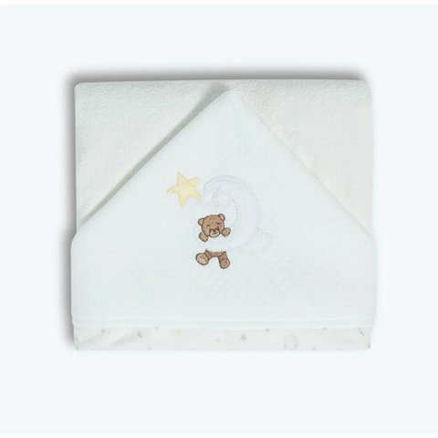Toalha de Banho Bebê Noite Estrelada Amarelo 87x88 Cm - Hug