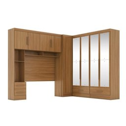 Quarto Modulado Casal 100% MDF 4 Peças 5 Portas 4 Gavetas com Maleiro e Espelhos Smart Plus Yescasa Bege/Cinamomo - 4 Quarto Modulado Casal 100% MDF 4 Peças 5 Portas 4 Gavetas com Maleiro e Espelhos Smart Plus Yescasa Bege/Cinamomo - 4