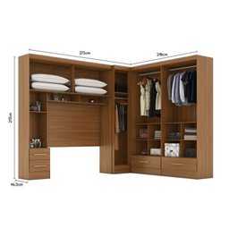 Quarto Modulado Casal 100% MDF 4 Peças 5 Portas 4 Gavetas com Maleiro e Espelhos Smart Plus Yescasa Bege/Cinamomo - 12 Quarto Modulado Casal 100% MDF 4 Peças 5 Portas 4 Gavetas com Maleiro e Espelhos Smart Plus Yescasa Bege/Cinamomo - 12