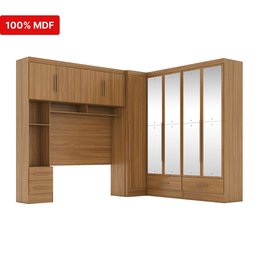 Quarto Modulado Casal 100% MDF 4 Peças 5 Portas 4 Gavetas com Maleiro e Espelhos Smart Plus Yescasa Bege/Cinamomo - 20 Quarto Modulado Casal 100% MDF 4 Peças 5 Portas 4 Gavetas com Maleiro e Espelhos Smart Plus Yescasa Bege/Cinamomo - 20