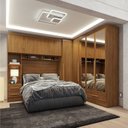 Ver imagem 1 de Quarto Modulado Casal 100% MDF 4 Peças 5 Portas 4 Gavetas com Maleiro e Espelhos Smart Plus Yescasa Bege/Cinamomo