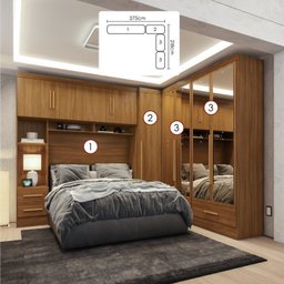 Quarto Modulado Casal Completo 4 Peças 5 Portas 4 Gavetas com Maleiro e Espelhos Smart Plus - 2