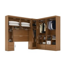 Quarto Modulado Casal 100% MDF 4 Peças 5 Portas 4 Gavetas com Maleiro e Espelhos Smart Plus Yescasa Bege/Cinamomo - 13 Quarto Modulado Casal 100% MDF 4 Peças 5 Portas 4 Gavetas com Maleiro e Espelhos Smart Plus Yescasa Bege/Cinamomo - 13