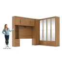 Ver imagem 3 de Quarto Modulado Casal 100% MDF 4 Peças 5 Portas 4 Gavetas com Maleiro e Espelhos Smart Plus Yescasa Bege/Cinamomo