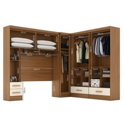 Quarto Modulado Casal Completo 4 Peças 5 Portas 4 Gavetas com Maleiro e Espelhos Smart Plus - 13
