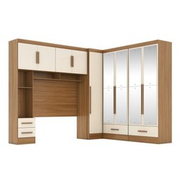 Quarto Modulado Casal Completo 4 Peças 5 Portas 4 Gavetas com Maleiro e Espelhos Smart Plus - 3