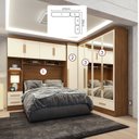 Ver imagem 4 de Quarto Modulado Casal 100% MDF 4 Peças 5 Portas 4 Gavetas com Maleiro e Espelhos Smart Plus Yescasa Bege/Cinamomo Off/White