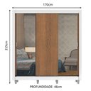 Ver imagem 3 de Guarda-Roupa Casal Madesa Lyon Plus 3 Portas de Correr com Espelhos 4 Gavetas com Pés Branco/Rustic