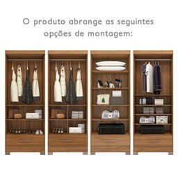 Quarto Modulado Casal Completo 4 Peças 5 Portas 4 Gavetas com Maleiro e Espelhos Smart Plus - 17