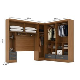Quarto Modulado Casal Completo 4 Peças 5 Portas 4 Gavetas com Maleiro e Espelhos Smart Plus - 12