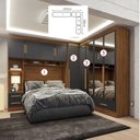 Ver imagem 2 de Quarto Modulado Casal Completo 4 Peças 5 Portas 4 Gavetas com Maleiro e Espelhos Smart Plus
