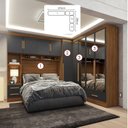 Ver imagem 2 de Quarto Modulado Casal 100% MDF 4 Peças 5 Portas 4 Gavetas com Maleiro e Espelhos Smart Plus Espresso Móveis