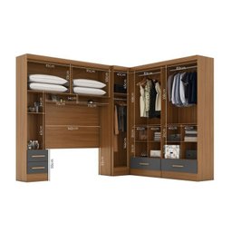 Quarto Modulado Casal Completo 4 Peças 5 Portas 4 Gavetas com Maleiro e Espelhos Smart Plus - 13