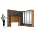 Ver imagem 4 de Quarto Modulado Casal 100% MDF 4 Peças 5 Portas 4 Gavetas com Maleiro e Espelhos Smart Plus Yescasa Bege/Cinamomo/Chumbo