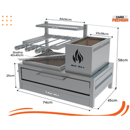 Parrilla para Bancada 74x45 com Grelha Uruguaia + 3 Espetos - 2