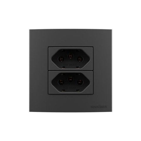 Placa para Móveis 80x80 com Tomada Dupla Margirius Sleek Colors 2p+t 20a Grafite