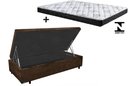 Ver imagem 1 de Cama Box Baú Solteiro Conforto Suede Marrom + Colchão Solteiro Conforto Espuma D33 Com EPS 26x88x188