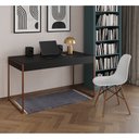Ver imagem 1 de Mesa de Escritório Industrial Malta Preta 137x53cm Base Cobre com 1 Cadeira Branca Eames Eiffel Made