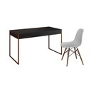 Ver imagem 2 de Mesa de Escritório Industrial Malta Preta 137x53cm Base Cobre com 1 Cadeira Branca Eames Eiffel Made