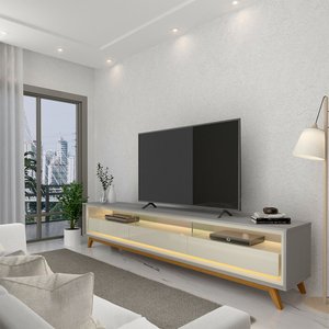 Rack para TV com LED Requinte 212 Cinza Off White - Gelius
