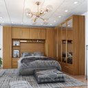 Ver imagem 1 de Quarto de Casal Completo Modulado 5 Peças 6 Portas 4 Gavetas com Maleiro e Espelhos Smart Plus Yescasa Bege/Cinamomo