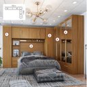 Ver imagem 2 de Quarto de Casal Completo Modulado 5 Peças 6 Portas 4 Gavetas com Maleiro e Espelhos Smart Plus Yescasa Bege/Cinamomo