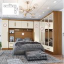 Ver imagem 4 de Quarto de Casal Completo Modulado 5 Peças 6 Portas 4 Gavetas com Maleiro e Espelhos Smart Plus Yescasa Bege/Cinamomo/Offwhite