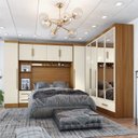 Ver imagem 1 de Quarto de Casal Completo Modulado 5 Peças 6 Portas 4 Gavetas com Maleiro e Espelhos Smart Plus Yescasa Bege/Cinamomo/Offwhite