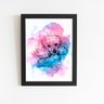 Poodle Cachorro Aquarela Rosa Quadro Moldura Preta 60x40cm - 1