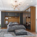 Ver imagem 1 de Quarto de Casal Completo Modulado 5 Peças 6 Portas 4 Gavetas com Maleiro e Espelhos Smart Plus Yescasa Bege/Cinamomo/Chumbo