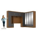 Ver imagem 4 de Quarto de Casal Completo Modulado 5 Peças 6 Portas 4 Gavetas com Maleiro e Espelhos Smart Plus Yescasa Bege/Cinamomo/Chumbo