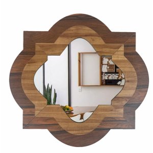 Espelho Decorativo Moldura Madeira Pegui Cambridge 85 cm:Marrom