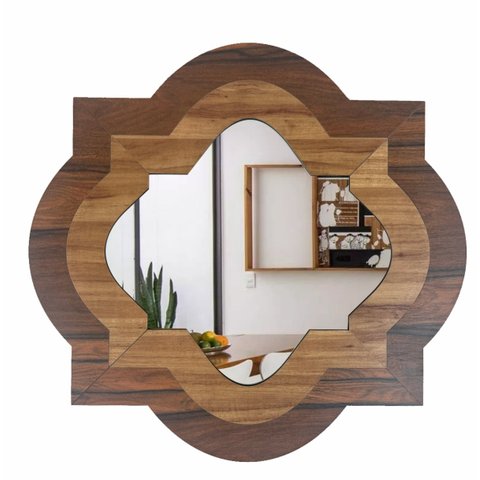 Espelho Decorativo Moldura Madeira Pegui Cambridge 85 cm:Marrom